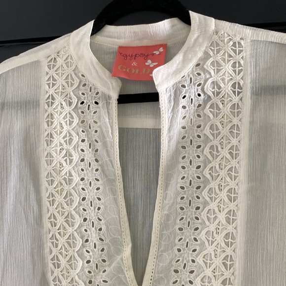 Women’s Gypsy and Gold Ivory Tunic Cover Up Top Sz S - Picture 3 of 5